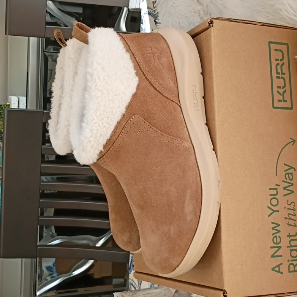 KURU Draft Lahti Women's Tan Ankle Boots Faux Shearling Lining Orthopedic Arch